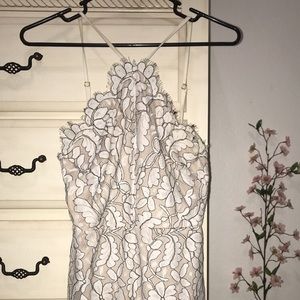 Halter lace white mini dress homecoming